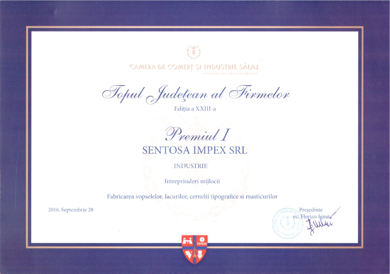 1st Place Top SMEs Salaj 2016